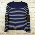 Madewell Wool Sweater Womens XS Blue Striped Elbow-Patch Stadium Merino Preppy Photo 5