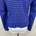Anthropologie Cartonnier Striped Blazer Jacket S Blue Black Ruffle Stret… Photo 9
