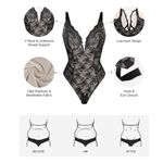 NWT Popilush Lace Deep V Neck Backless Tummy Control Shapewear Bodysuit Small Black Photo 4