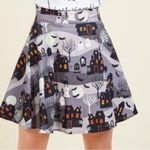 Halloween Haunted Houses Graves Cats Bats Skull Print 100% Cotton Mini Skirt XL Gray Photo 6