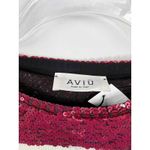 AVIU Bordeaux Sequin Striped Long Sleeve Sweater Size 46 Large US Red Photo 2