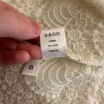 Loft  White Lace Blouse Medium Scallop Hem Short‎ Sleeve Crochet Top Ivory Photo 7