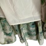 Jessie Liu Green Floral Silk Off Shoulder Tiered Midi Dress Size Medium Romantic Photo 14
