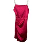 ZARA NWT Effect Satin Hot Pink Mini Cocktail Dress With Jewel Straps SZ Small Photo 3