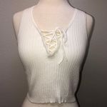 Forever 21 NWT White Sweater Sleeveless Ribbed Top With Lace Up Front Design Photo 0