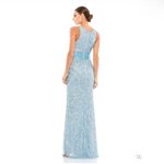 Mac Duggal  4930  Womens Blue Sequin V Neck Sleeveless Column Gown Dress Photo 3