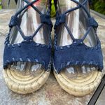 Sole Society  Amethyst Navy Strappy Lace Up Espadrille Wedges Sz 6 Gladiator Photo 2