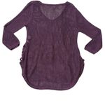 Soho New York Jeans Purple Crochet Knit Long Sleeve V Neck Tunic Top Size M Photo 5