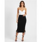 Alice + Olivia  Women's Black Knit Straight Side Tie Midi Skirt S Photo 9