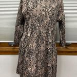 ZARA  Tan and Black Snakeskin Print Empire Waist 3/4 Sleeve Mini Dress Photo 1