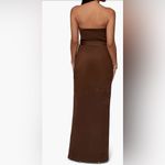 JLUXLABEL Chocolate Xena Belted Strapless
Faux Suede Maxi Dress Women’s Size Med Photo 1