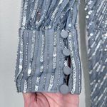 Mac Duggal  Silver Sequin Long Sleeve V Neck Elegant Evening Gown‎ Black Tie 10 Photo 11