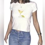 Amazon  Cocktail Glass Baby T-Shirt Crop Top, White, Size S, NWOT Photo 0