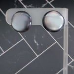 Vintage Clip On Earrings Frosted Black Circle Photo 0