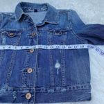 American Eagle Denim Trucker Jacket Womens Large Blue Jean Distressed Photo 8