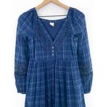 Anthropologie  Akemi + Kin Navy Plaid Kerchief Filigree Lace Midi Dress size 0 Photo 3