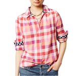 Anthropologie Isabella Sinclair plaid mesh inset button up Photo 2