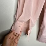 Blush Pink Sheer‎ 3/4 Sleeves Stretch Button Front Shirt M Size M Photo 7