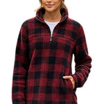 Alpine Sherpa Buffalo Plaid Tunic Pullover Size Small Black Photo 0