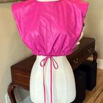 Shoefly Pink Leather Look Top Drawstring Cropped Hem Photo 0