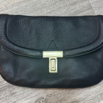 Pour La Victoire ‎ Black Leather Clutch Bag Gold Hardware Vintage Photo 0