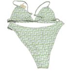 NEW Aurelle Swim Billi Bikini Set Green with White Daisy Print Sz L Size L Photo 1