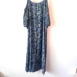 Soft Surroundings Navy Floral Print Cold Shoulder Maxi Dress Photo 1
