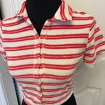 Urban Outfitters Out From Under Striped Red White Button-Up Terry Cloth Top NWOT Photo 2