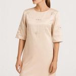 Keepsake Rhinestone Beaded Pink Satin Embellished Short Sleeve Mini Dress Size M Photo 0