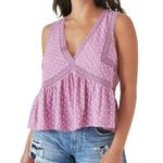 Lucky Brand NWT Tank Top Lace Trim Tie Back Floral Relaxed Fit Women XL $60 Photo 0