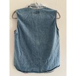 Paris Blues Vintage Denim Shirt Women Medium Red Blue Floral 90s Patchwork Plaid USA Western Photo 1