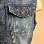 Mudd Denim Distressed Dark Wash Button up vest with pockets size L Photo 2