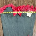 Daisy Corsets NWT Denim With Hot Pink Lace and Bow Trim Corset Black Lace Up Lrg Photo 14