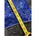 Vintage Sequin Blue & Silver 100% Silk Short Sleeve Top Size XL Game Day Party Photo 4