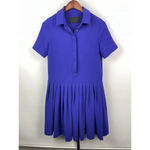 J. Crew Collection Purple Blue Pleated Collared Short Sleeve Shirt Dress Size S Photo 1