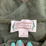 Love Riche  Flutter Sleeve Linen Blend Olive Green Top Photo 1