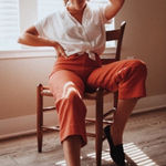 Madewell  Slim Emmett Wide Leg High Waist Crop Pants Orange‎ 25 Photo 0