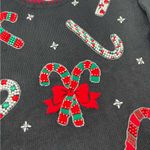 Vtg Victoria Jones Christmas Sweater Womens Petite Med Candy Cane Beaded Holiday Black Size undefined Photo 3
