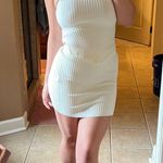 White Fox Boutique  Fair And Square Knit Bustier Slow Jams Knit Mini Skirt Off-White Set Photo 2