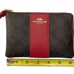 Coach Signature Brown And Red Stripe Wristlet Pouch F58035 Photo 7