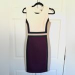 Calvin Klein  White / Tan / Black / Purple Colorblock Scuba Business Dress Size 4 Photo 1