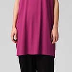 Eileen Fisher Fine Jersey Dress Sz Med Cap Sleeve Knee Length Boxy Berry Photo 0