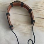 Unisex Genuine Leather Black Bracelet decorated with Tree of Life Photo 7