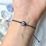 Tibetan Agate Evil Eye Minimalist Bracelet Black Photo 1