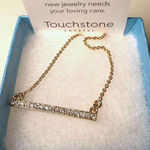 Touchstone Crystal Gold Chain Necklace with Crystal Bar Pendant Photo 0