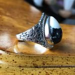 Natural White Buffalo Sterling Silver Ring Size 7 Black Photo 8