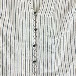 Veronica Beard Roca Top Size 0 White Metallic Stripe Button Front V-Neck Photo 2