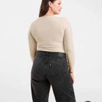 NUUDS | LARGE LONG SLEEVE CREWNECK BODYSUIT IN STONE Photo 1