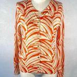 J.Crew Jackie Cardigan Sweater Palm Print Gold Buttons Size M F8269 Merino Wool Photo 0