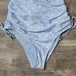 Wild Fable  One Piece Swimsuit Baby Blue Polka Dot Side-Cinch Cheeky Size XS NWOT Photo 3